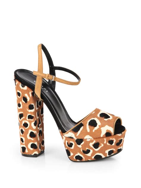 gucci leopard platform sandals|Gucci snakeskin sandals.